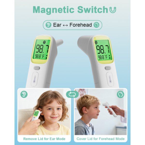 Ear Thermometer, Accurate Digital Baby Thermometer with Fever Alarm, Infrared Thermometer for Ear, Forehead & Touchless, Thermometer for Adults & Kids-Yellow 3packs