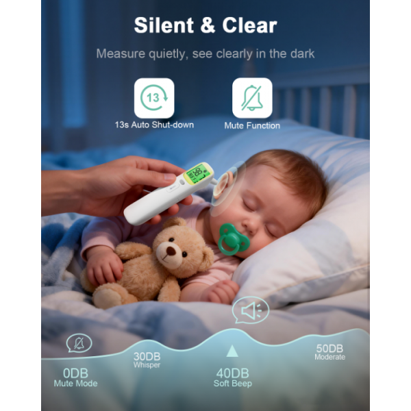 Ear Thermometer 2packs, Accurate Digital Baby Thermometer with Fever Alarm, Infrared Thermometer for Ear, Forehead & Touchless, Thermometer for Adults & Kids