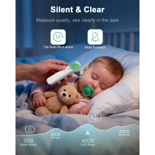 Synolmedic Ear Thermometer, Accurate Digital Baby Thermometer with Fever Alarm, Infrared Thermometer for Ear, Forehead & Touchless, Thermometer for Adults & Kids-Green 2pack